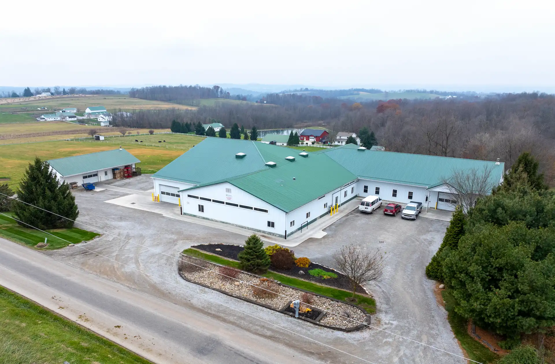 Aerial view of Ferra Manufacturing for Fredericksburg machining and metal stamping